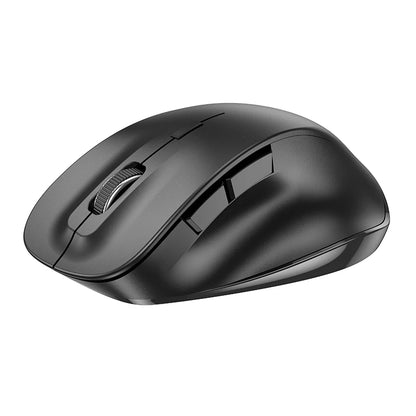 Black computer mouse on a white background